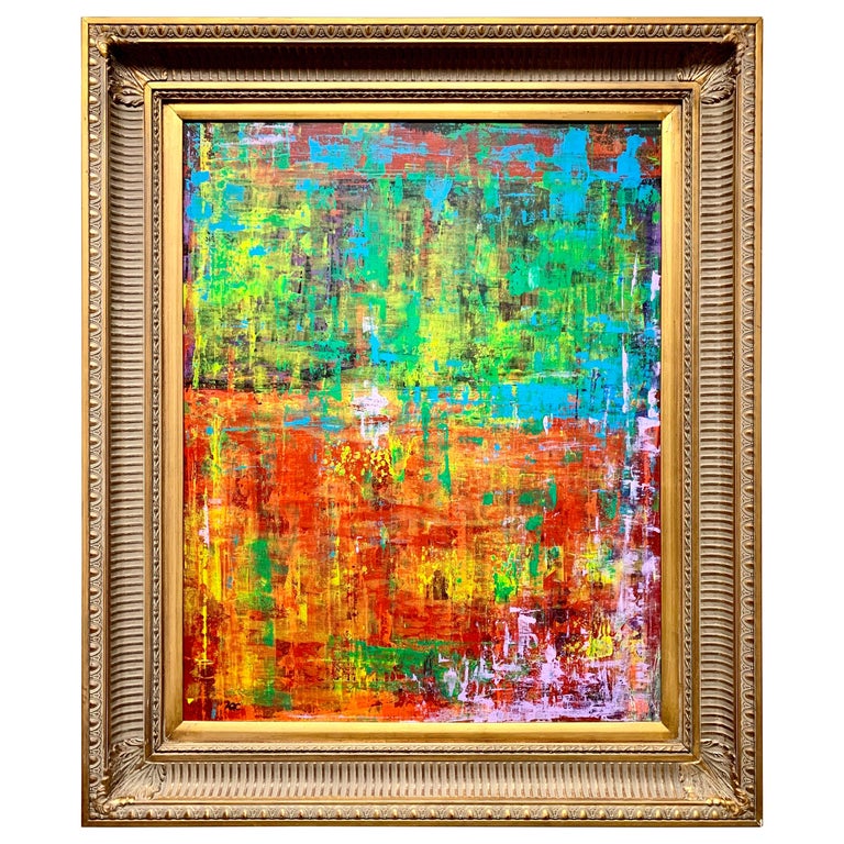 Vibrant Original Abstract Expressionist Signed Painting by Arlene Carr ...