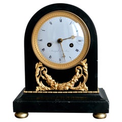 Empire Black Marble and Gilt Bronze Clock by Armingaud, Paris, Ca.1810