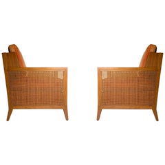 Vintage Modern Designer Lounge Chairs in Cane