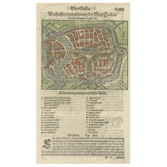Rare Early Hand-Colored Woodcut of the City of Haarlem, the Netherlands, ca.1580