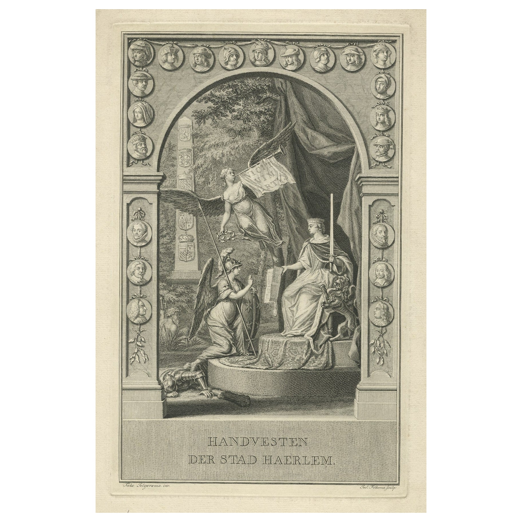 Allegorical Frontispiece of Freedom and Rights of Haarlem, The Netherlands, 1751