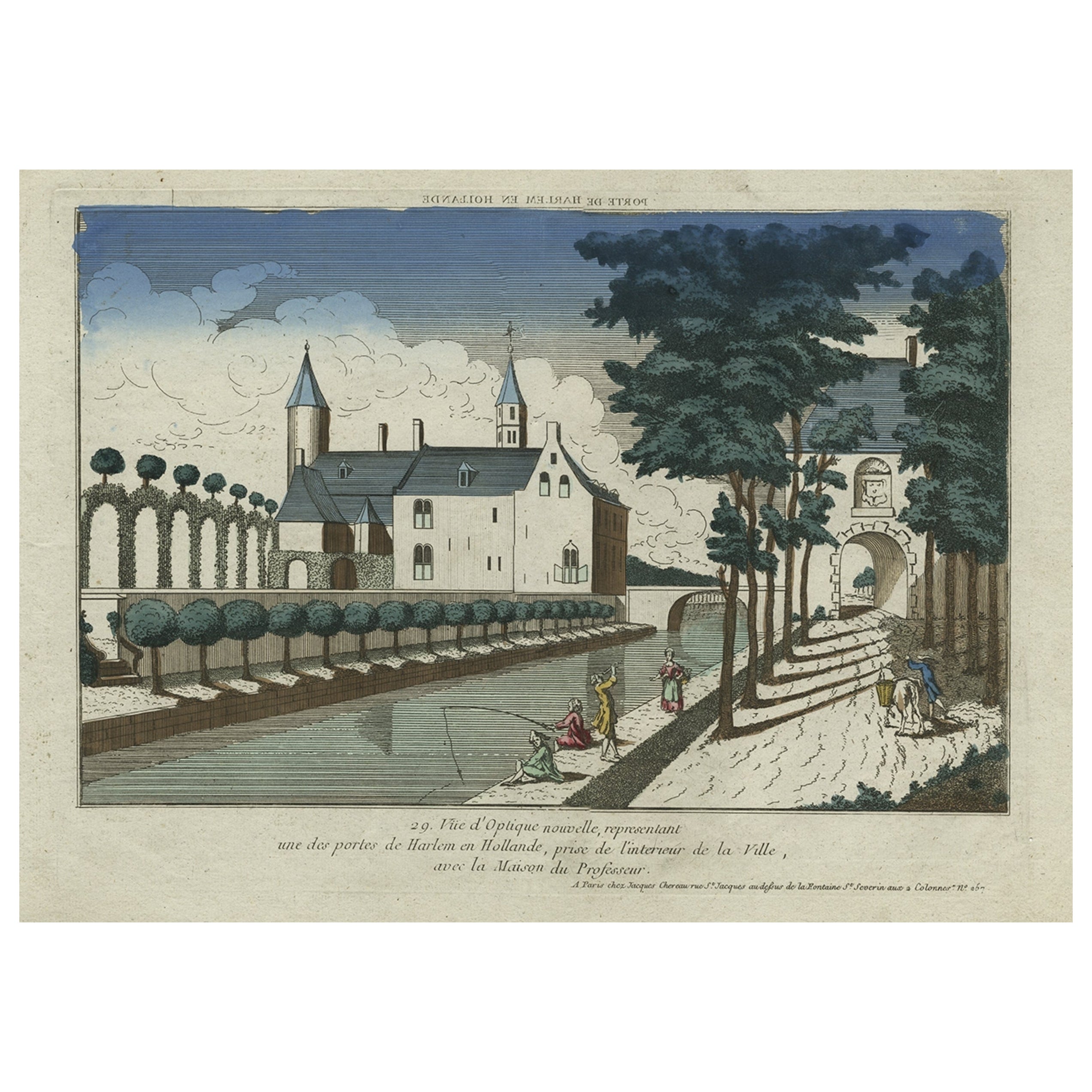 Antique Optical View of the Castle and Gate of Heemstede 'near Haarlem', ca.1760
