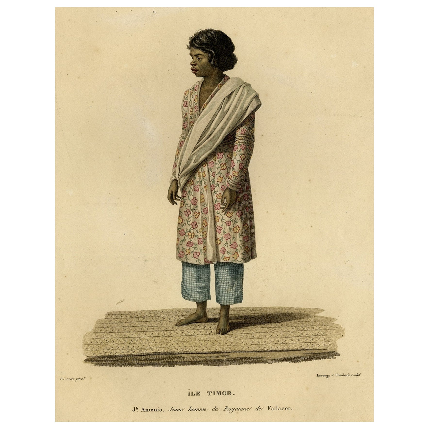 Rare Full-Length Portrait of a Native from the Indonesian Island Timor, 1825 For Sale
