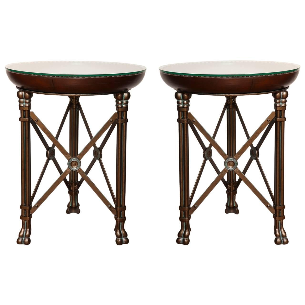 Pair of Circular Brass Side Tables by Maitland-Smith