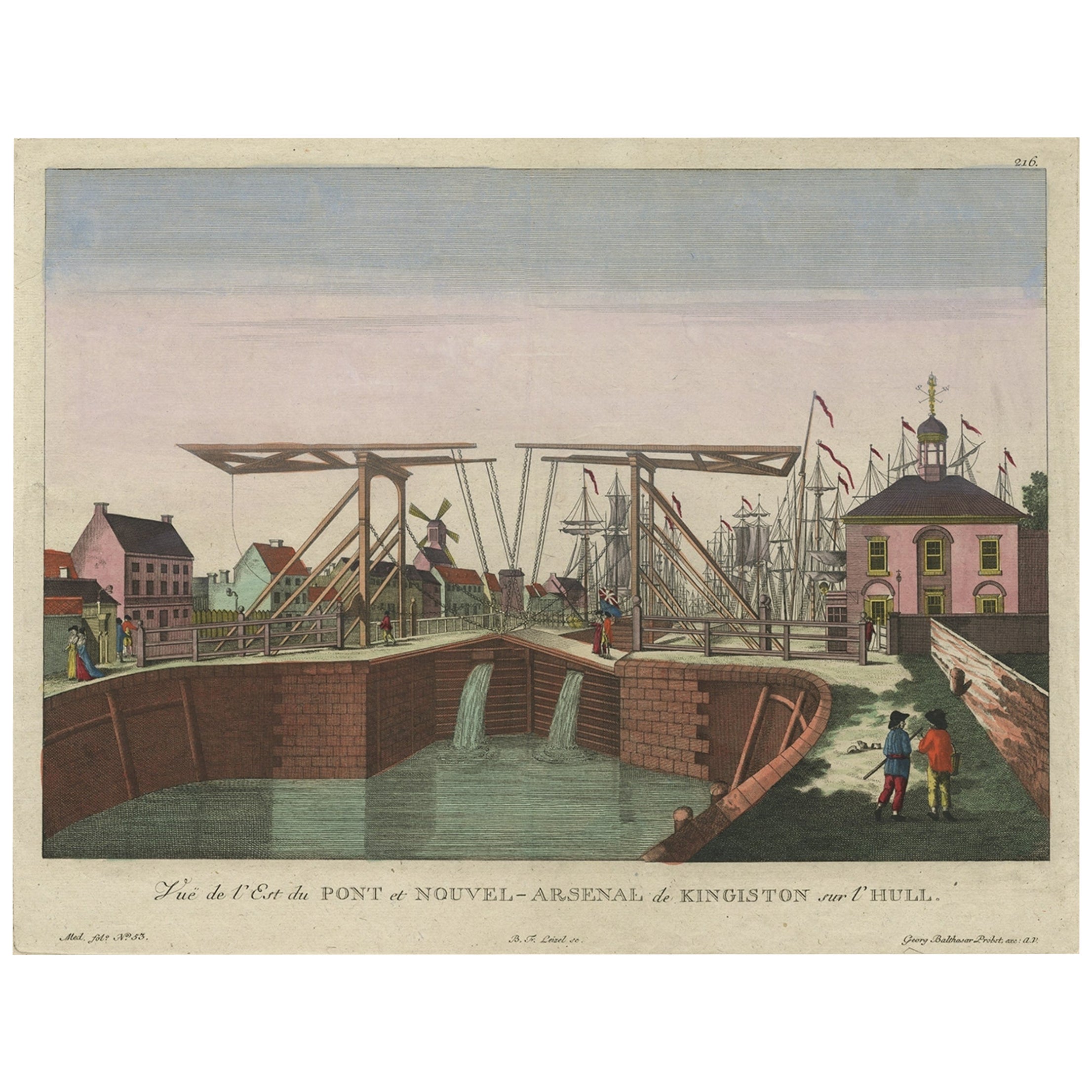 The New Bridge and Arsenal of Kingston, Hull, Yorkshire, Great Britain, ca.1770 For Sale