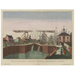 Antique The New Bridge and Arsenal of Kingston, Hull, Yorkshire, Great Britain, ca.1770