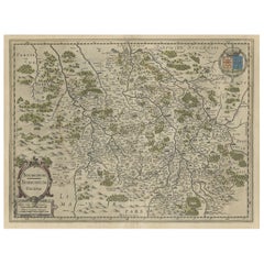 Old Map of the Bourbonnais Region of France, ca.1630