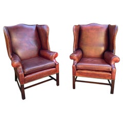 Pair of Vintage Leather Bergere Chairs