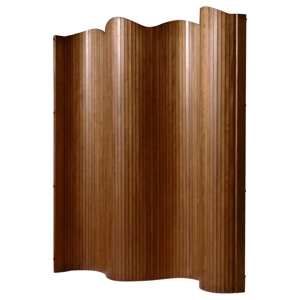 French Pine Wooden Tambour Room Divider