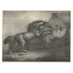 Original Antique Lithograph of a Horse Showing the Passion 'Love', 1827