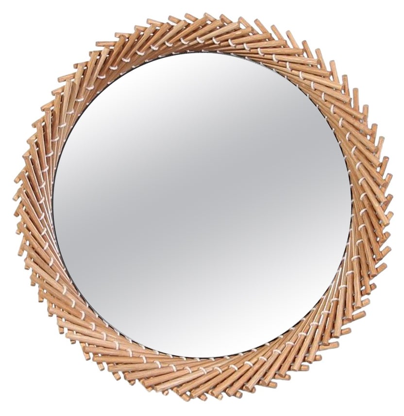 Mooda Mirror Round 24 / Natural Maple Wood, Clear Mirror by INDO- For Sale