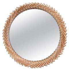Mooda Mirror Round 24 / Natural Maple Wood, Clear Mirror by INDO-