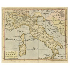 Nice Decorative Hand-Colored Antique Map of Italy, ca.1745