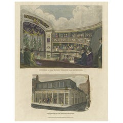 Old Print der Arena und der Fassade des Olympischen Theaters „heute Aldwych“, London, 1816