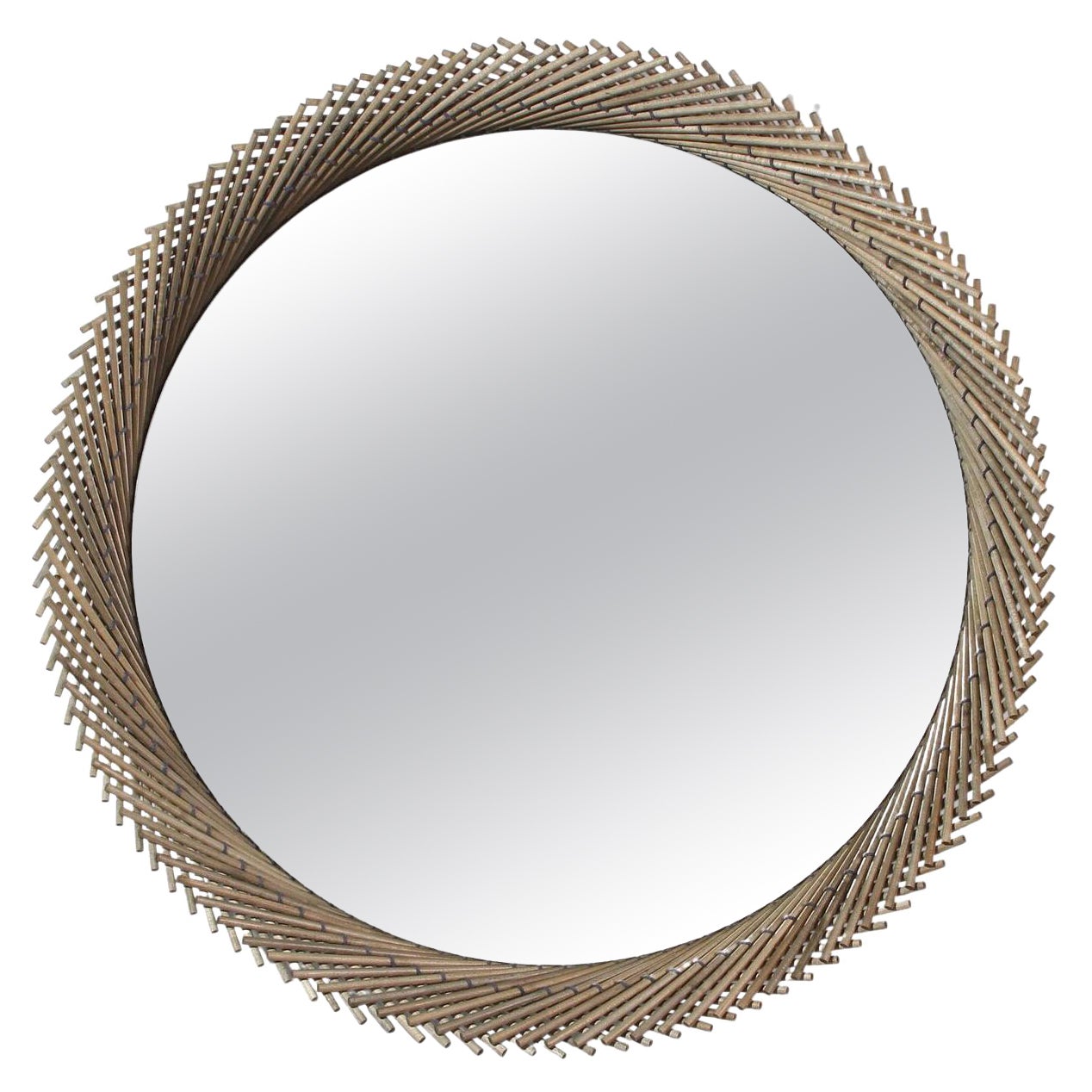Mooda Round Mirror 30 / Oxidized Maple Wood, Clear Mirror by INDO- For Sale