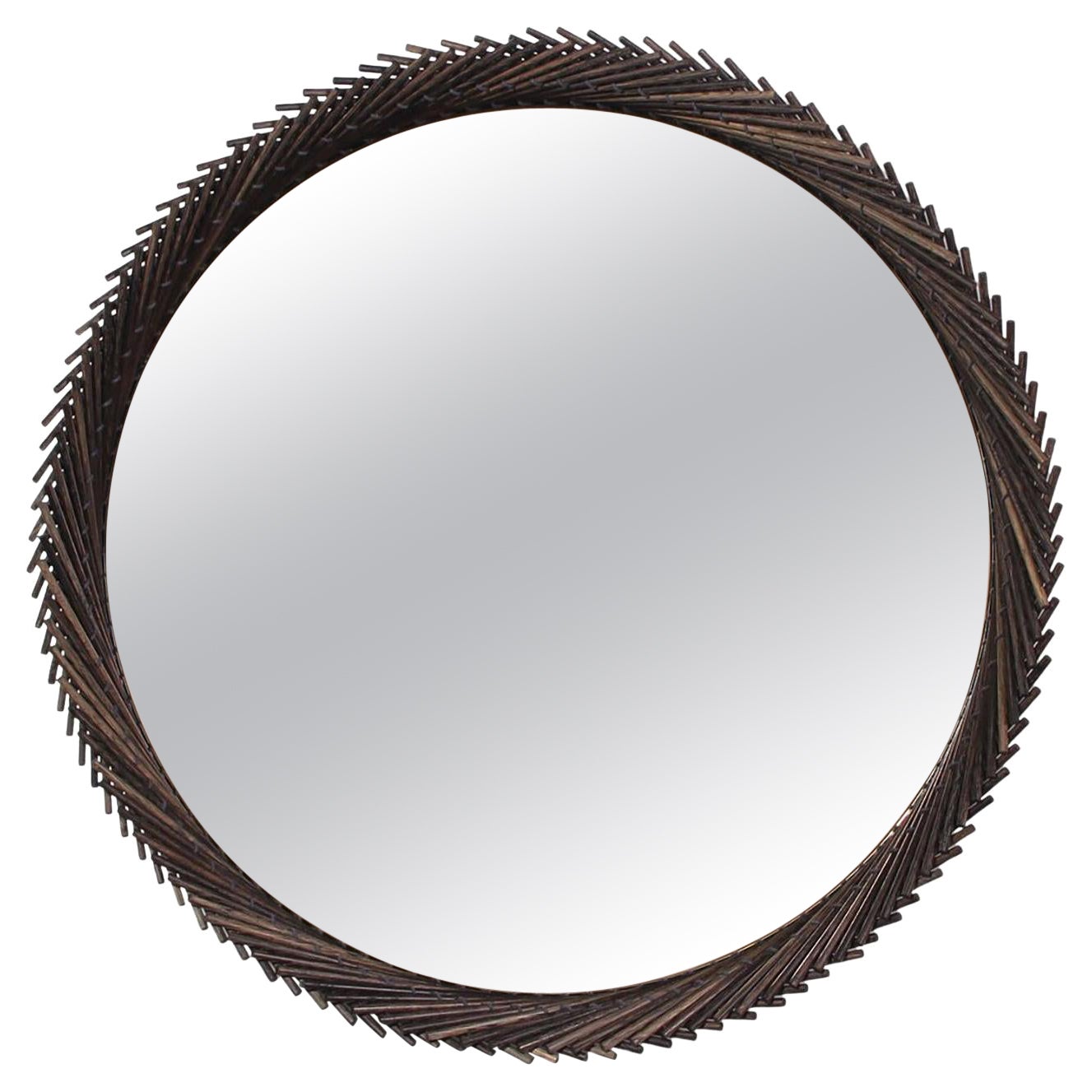 Miroir rond Mooda en bois de chêne oxydé 36, transparent par INDO-