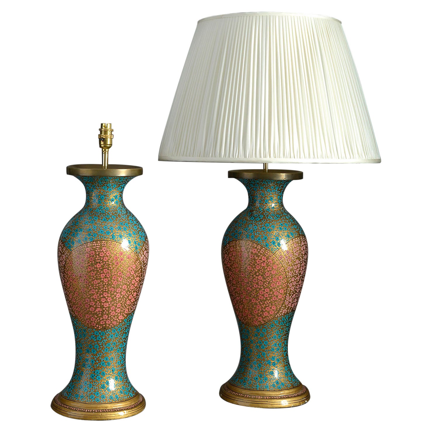 Large Pair of Early 20th Century Kashmiri Lamps