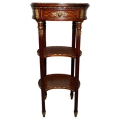 Antique French Louis XVI Marble-Top Occasional Table with Inlay and Ormolu Trim