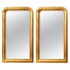 Pair Antique French Louis Philippe Gold Leaf Mirrors, circa 1890's