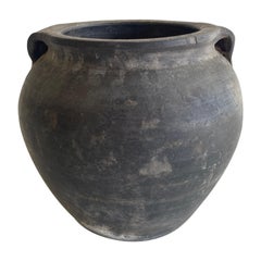 Vintage Clay Pottery Dark Gray
