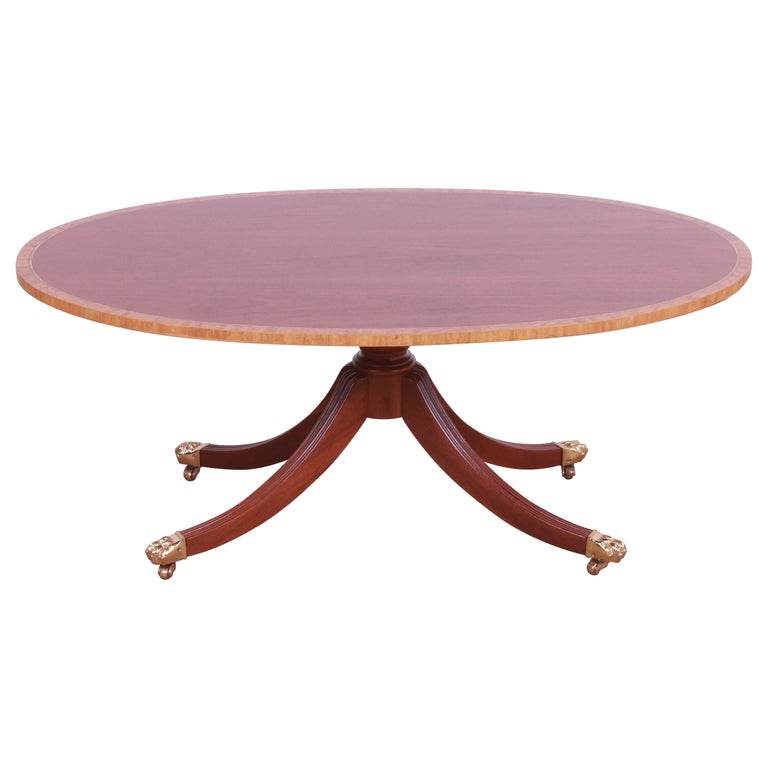 Councill Furniture Banded Mahogany Pedestal Coffee Table