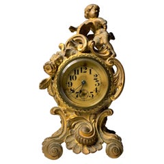 Vintage Petite French Bronze Cherub Ormolu Rococo Louis XV Style Clock