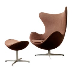 Danish Modern Egg Chair & Footstool by Arne Jacobsen for Fritz Hansen