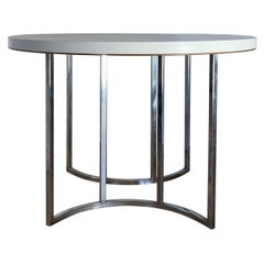 Vintage Cal-Style Chrome and Laminate Dinette Bistro Table, circa 1972