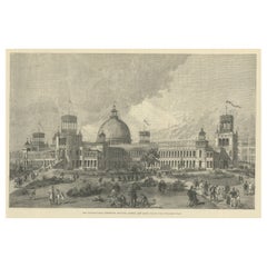 Antique Old Print of the International Exhibition Building in Sydney, Australia, 1879