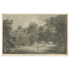 Antique Engraving of the Cemetery of Tongatapu, Friendly Islands, 1785