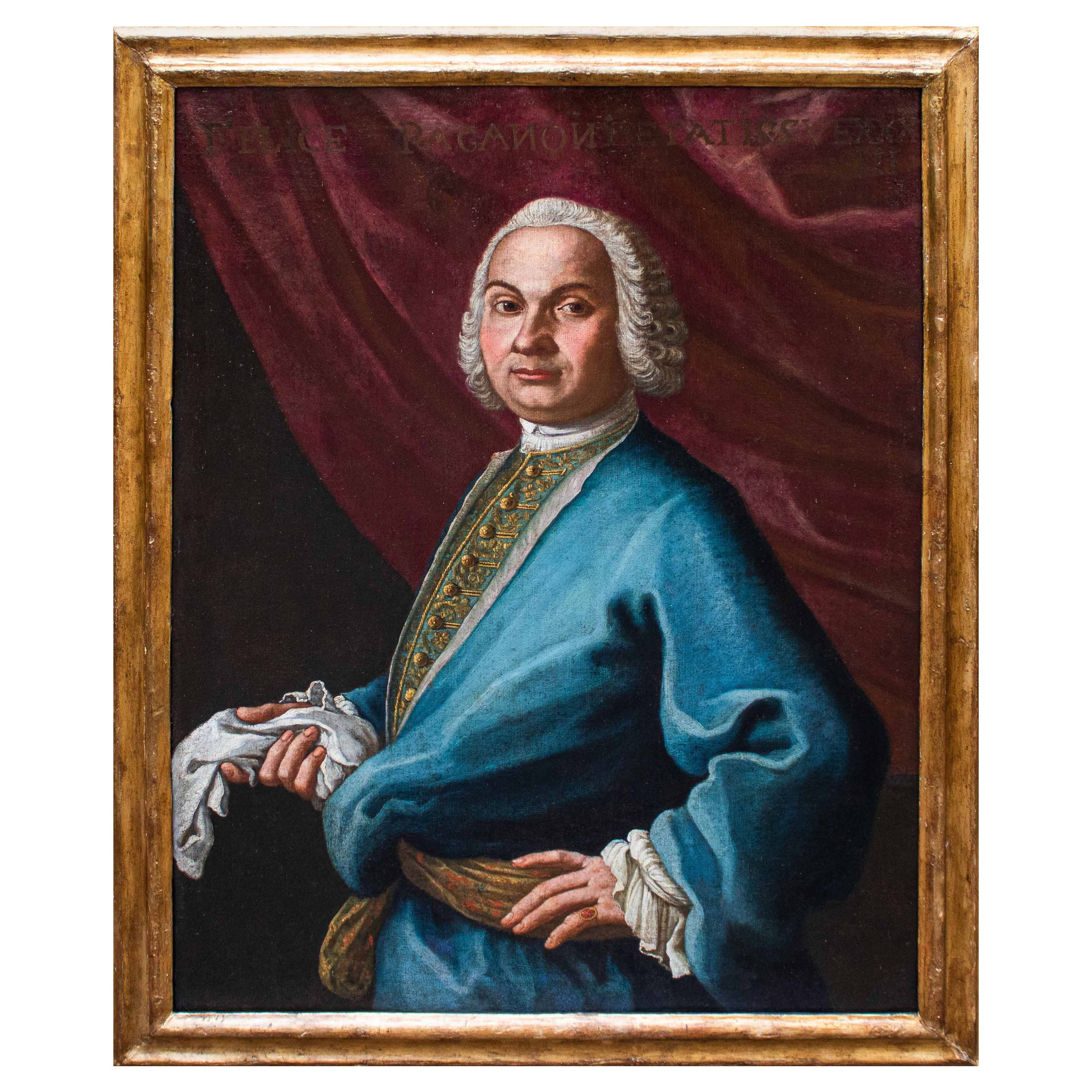 Portrait de Felice Paganoni du 18ème siècle, peinture à l'huile sur toile en vente