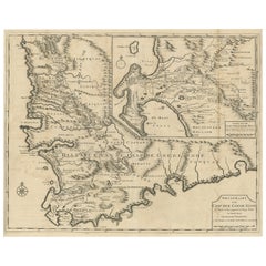 Rare Map of Cape of Good Hope from the Doornbosch River to Algoa Bay, 1726