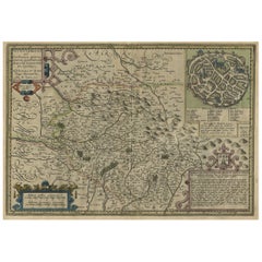 Original Very Old Hand-Colored Map of Limousin or Limoges, France, ca.1600