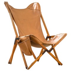20th Century Armchair Tripolina by Viganò with Faux Leather Cover and Pocket