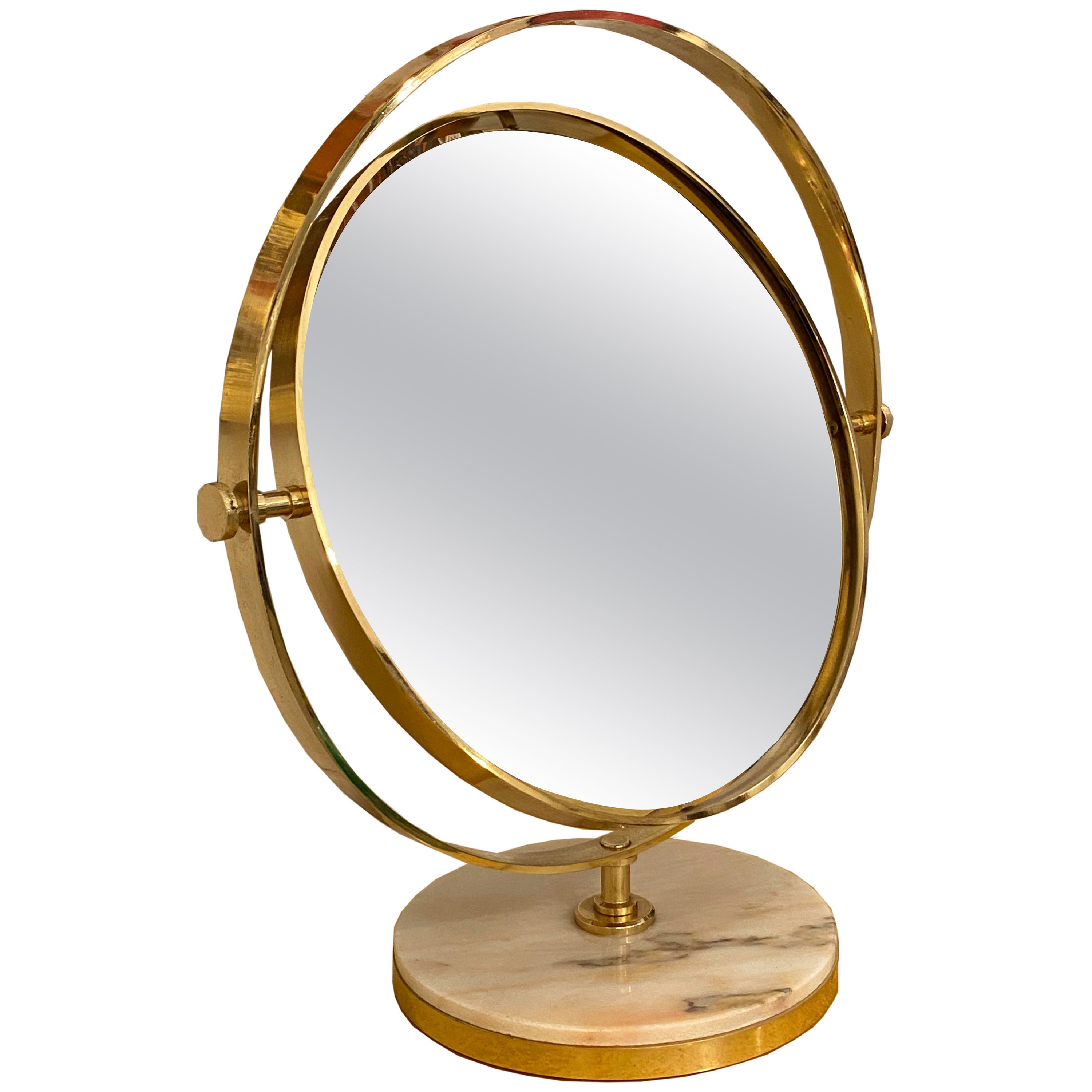 Italian Brass and Mirror Oval Vanity Tray at 1stDibs