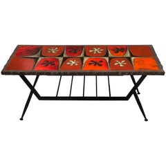 20th Century Coffee Table Jean Jaffeux in Enamelled Lava 1960 Signed