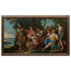 18th Century Mythological Scene with Venus Mars and Cupid Painting Oil on Canvas