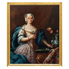 Antique 18th Century Portrait of Giulia Augusta Albani Oil on Canvas by Ceccarini