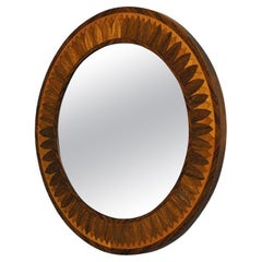 Round Vintage Teak Wall Mirror by Åke Wijkström, Sweden 1960s