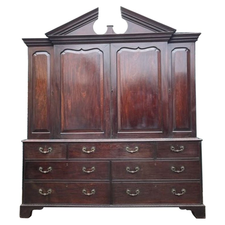 18th Century Mahogany Chippendale-Period Press Cupboard For Sale