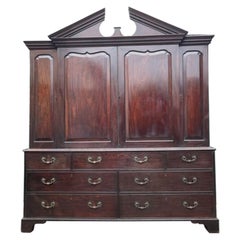 Antique 18th Century Mahogany Chippendale-Period Press Cupboard