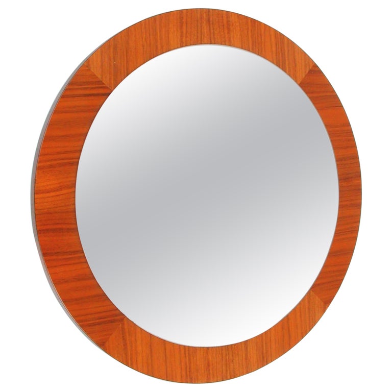 Vintage Midcentury Scandinavian Teak Wall Mirror For Sale at 1stDibs