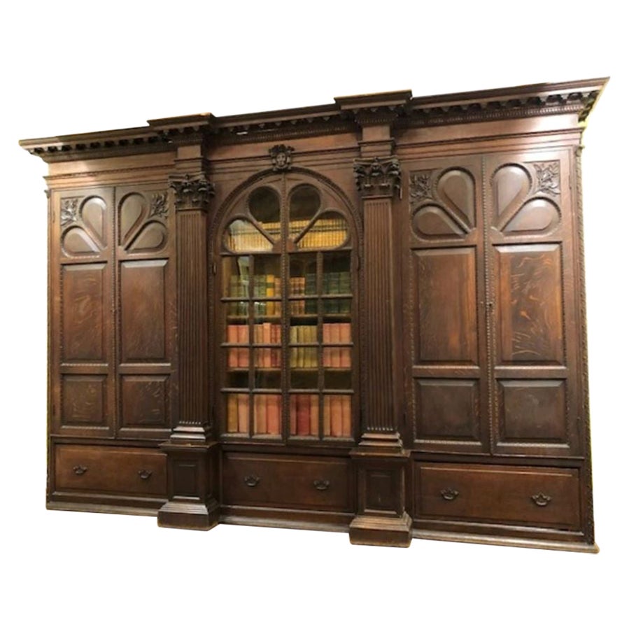18th Century Irish Architectural Oak Bookcase For Sale