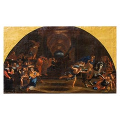 16th Century Expulsion of Heliodorus from the Temple Painting Oil on Canvas