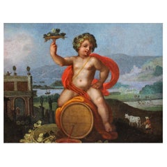 17th Century Bacchus Tuscan School Painting Oil on Canvas