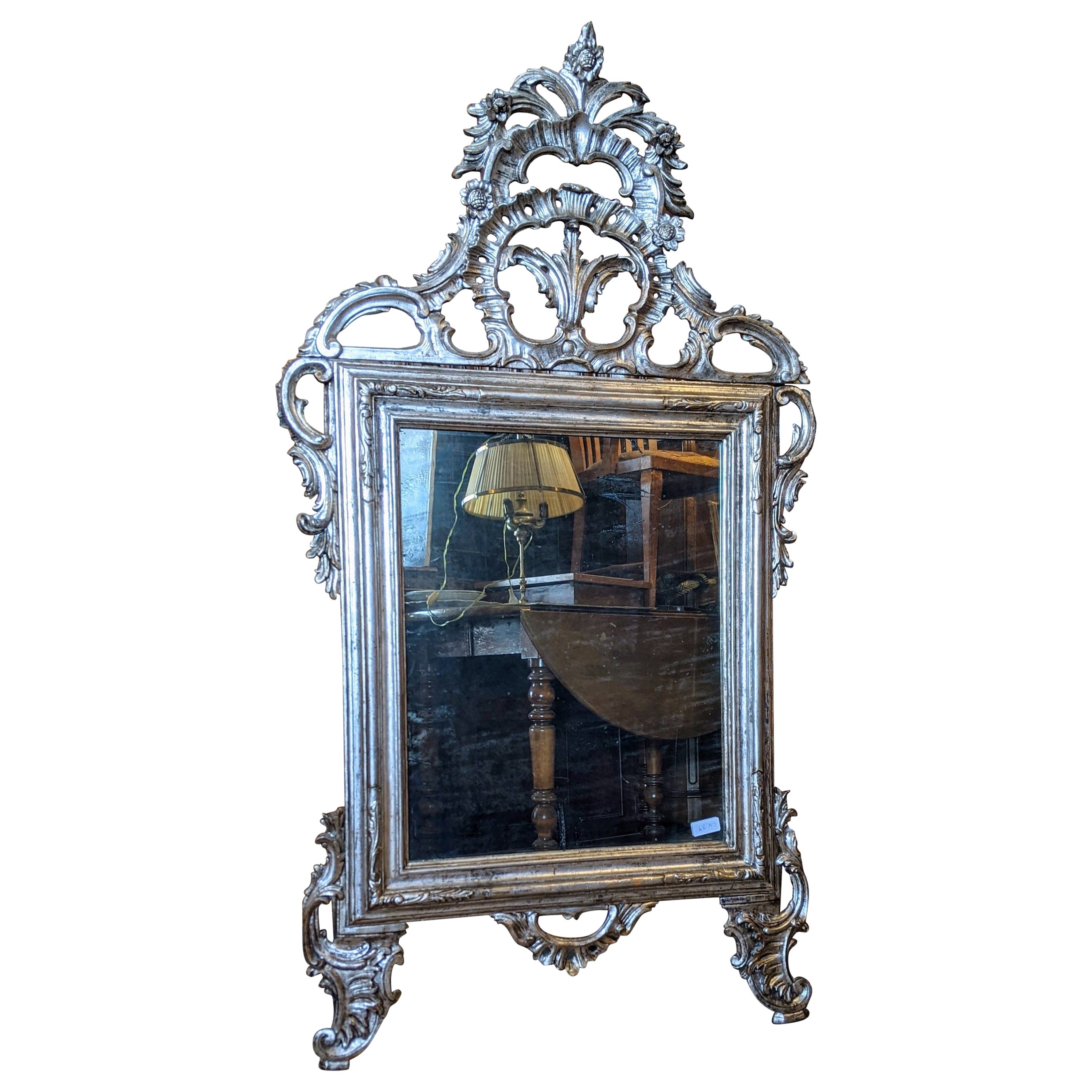 Venetian Baroque Mirror in Silver Leaf, Early 1800s, Italy