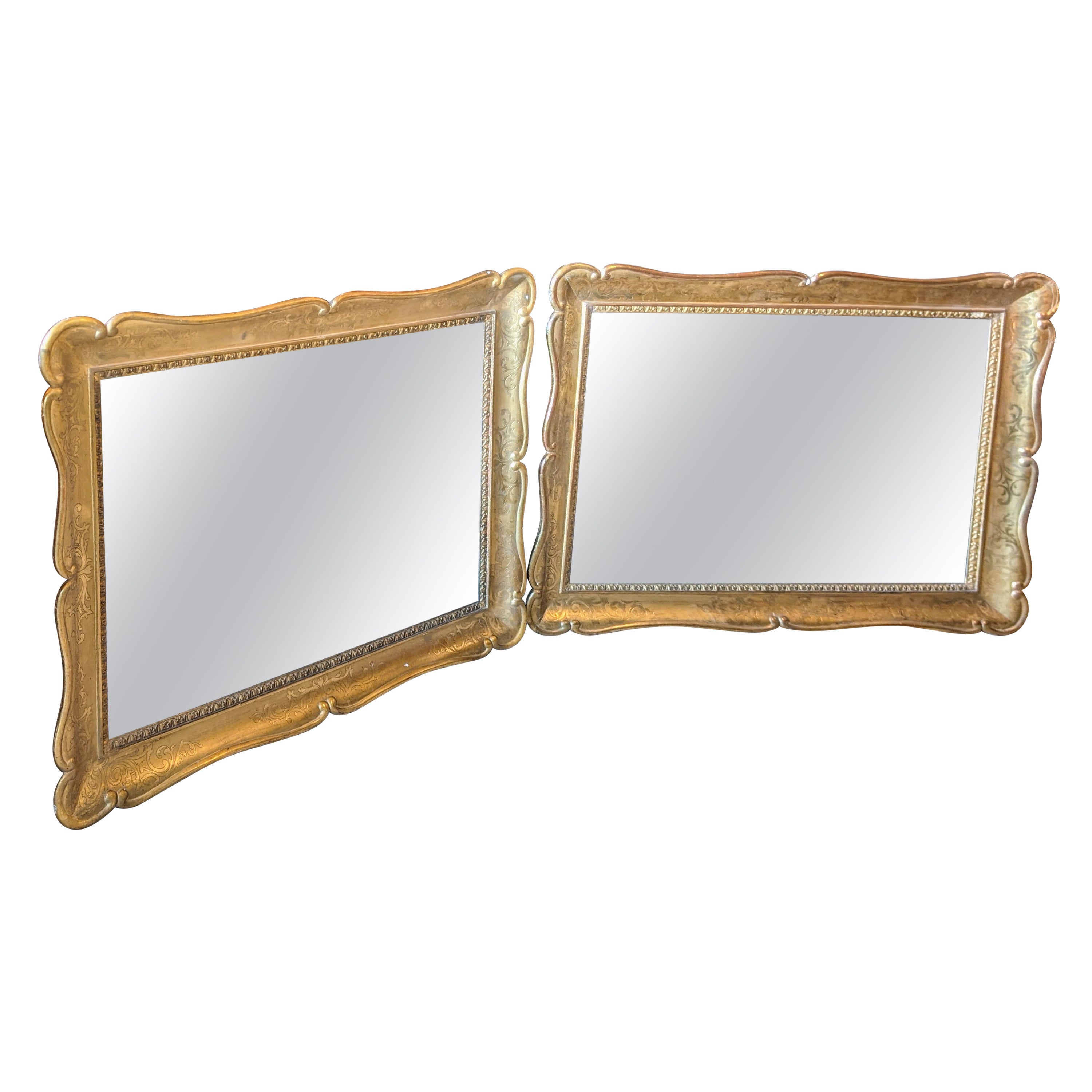 Pair of Twin Mirrors, Punched Frame, Gold Leaf, 1800 For Sale