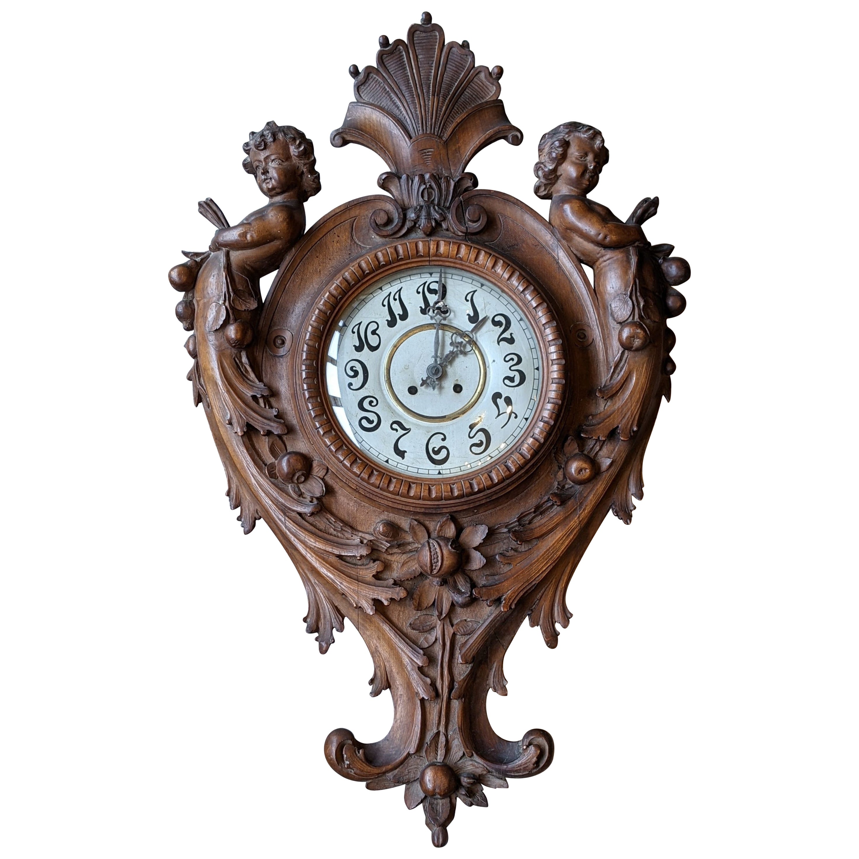 Art Nouveau Wall Clock, Hand Carved, Second Half of 19th Century, Solid  Walnut at 1stDibs | clock hands varese