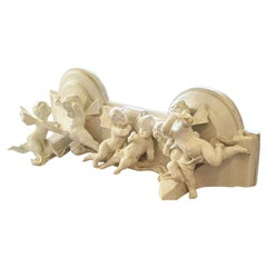 Bassano Ceramic Shelf with Cherubs, 1860, Italy