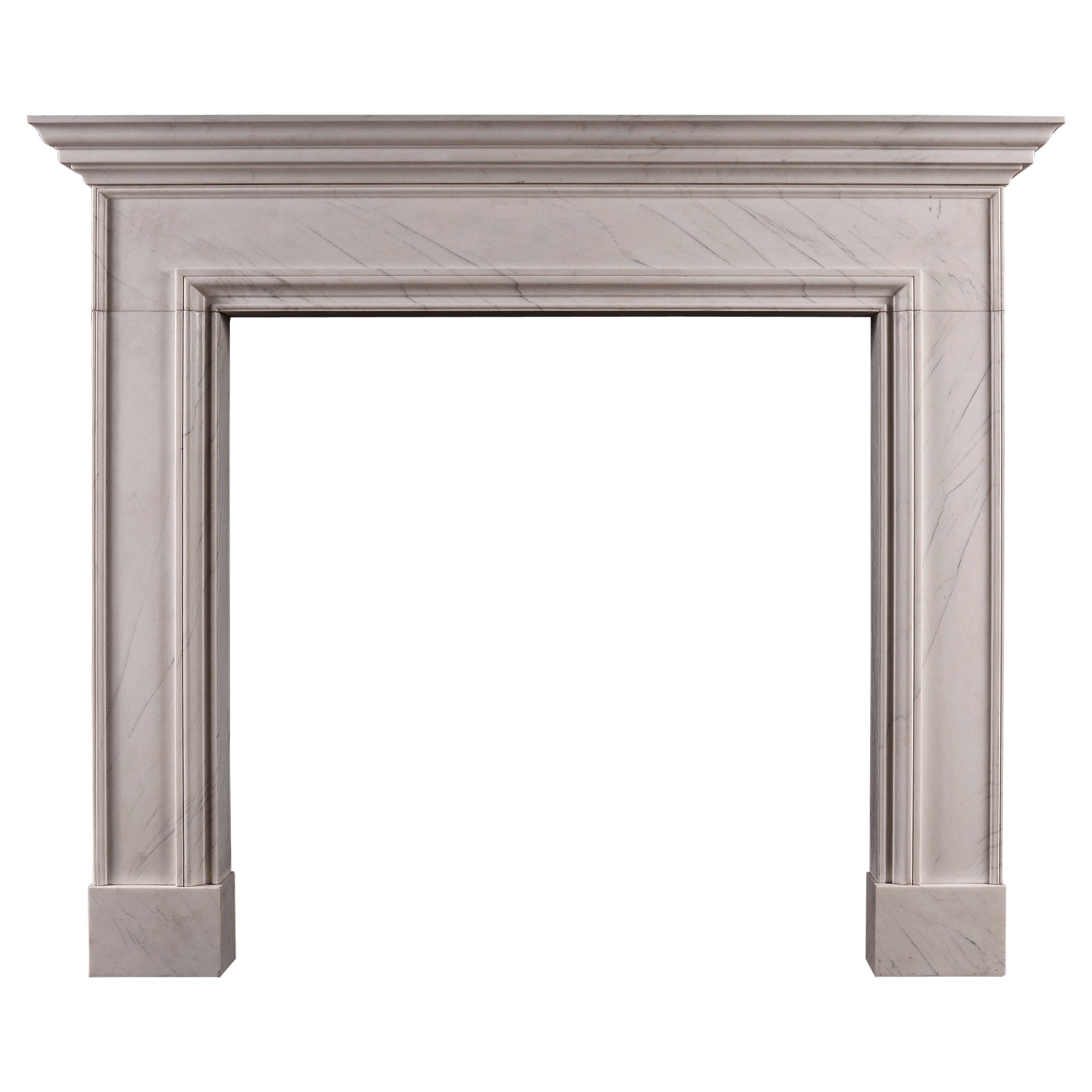 English Fireplace in White Marble For Sale